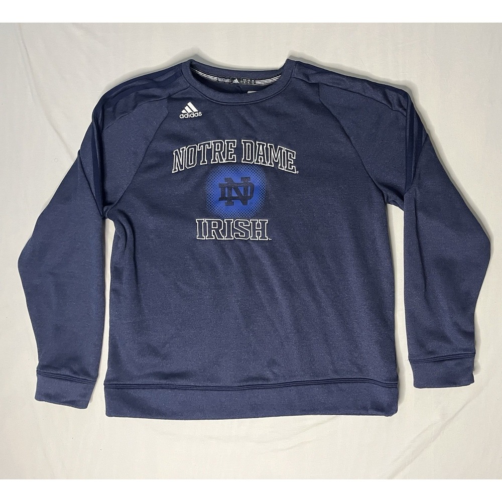 Adidas Notre Dame Fighting Irish Climawarm Crewneck Sweatshirt Men's Large Blue